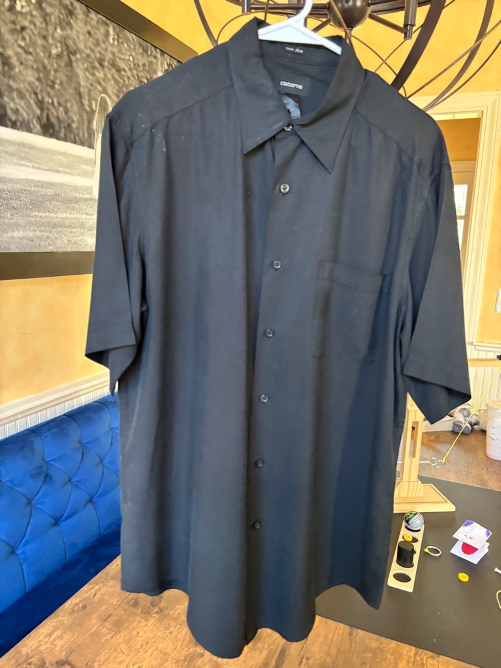 Claiborne Black Short-Sleeve Button-Down Shirt